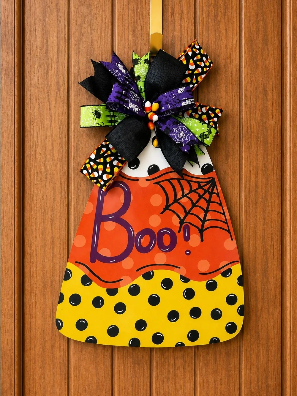 Halloween Candy Corn 'Boo' Halloween Wreath